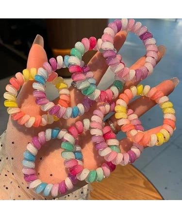 Iridescent Spiral Hair Ties - 4Pcs Phone Cord Coiled Hair Ties for Thick Hair - Buy Online on GoSupps.com