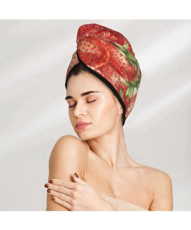 Strawberry Microfiber Hair Towel - Soft Super Absorbent Coral Velvet for Long Curly & Thick Hair | Quick Dry Hair Wrap for Women - Buy Online on GoSupps.com