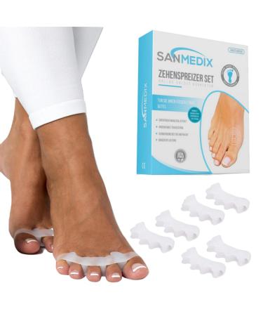 SanMedix toe spreader for all toes - 3 pairs / 6 pieces. Toe separator silicone for women and men - toe extensor correction set against hallux valgus bale toes hammer toe - Buy Online on GoSupps.com