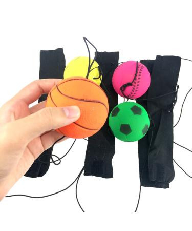 Saycker Wrist Band Ball Wrist Training Bouncy Ball Sports Wrist Ball Rebound Ball Basketball Baseball Soccer Random for Children Kids Party Favor Exercise or Play 1 pc