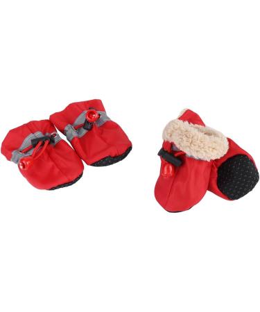 4Pcs/Set Pet Dog Boots Anti-Slip Waterproof Dog Shoes Anti-Skid Dog Boots Pad Pet Winter Warm Snow Boots for Small Dogs with Adjustable Fastening Strap Soft Pad (#4-Red) - Buy Online on GoSupps.com