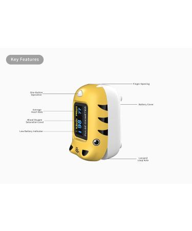 Child Pulse Oximeter - Blood Oxygen Saturation Monitor with Neck/Wrist Cord & Batteries Yellow | International Shipping Available - Buy Online on GoSupps.com
