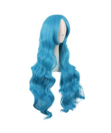 MapofBeauty 32 Curly Hair Anime Wig - Cyan Blue Cosplay with Side Bangs | International Shipping Available - Buy Online on GoSupps.com