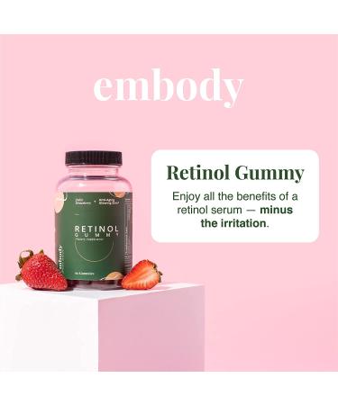 Embody Retinol Multivitamin Gummies - 60 Count Strawberry Flavor | Vitamin A Supplement for Anti-Aging, Acne, & Clear Skin | Hair, Skin & Nails Support with Biotin, Vitamin C, B12 & Zinc - Buy Online on GoSupps.com