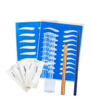 Manual Skin Storage Pen Microblading Semi-permanent with Practice Pencil Eyebrow Kit Golden