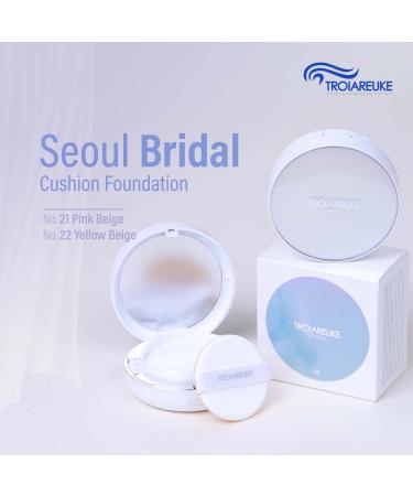 TROIAREUKE Seoul Bridal Cushion Foundation Shade 22 - Yellow Beige | Natural Wedding Makeup for All Skin Types | Flawless Glowing Finish - Buy Online on GoSupps.com