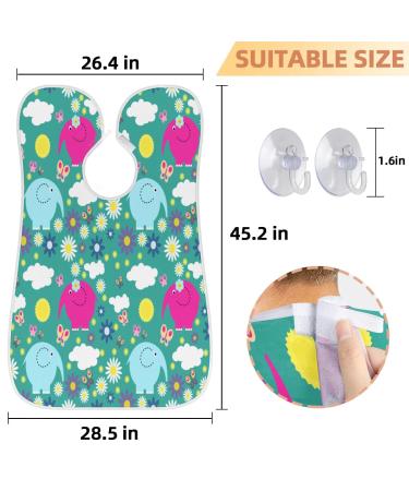 Elephant Daisy Butterfly Beard Bib Apron - Non-Stick Waterproof Hair Catcher for Men | Perfect Grooming Gift with Suction Cups - Buy Online on GoSupps.com