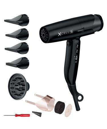 Gamma Pi Srl GAMMA+ XCELL S Ionic hairdryer 290 g ultralight hairdryer with antibacterial effect quiet Smart Memory LED interface selfcleaning technology Schuko plug matt black SCHUKO plug matt black