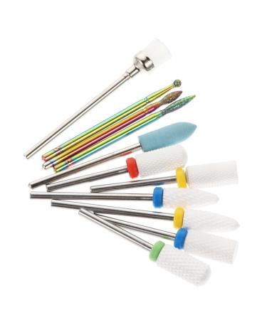 POPETPOP 11pcs Nail Polisher Manicure Ceramics Tools Cuticle Remover Diamond Bits Nail Head Electronic Cleaning Kit Nail Drill Bits Tungsten Steel Alloy Acrylic Steel Nail
