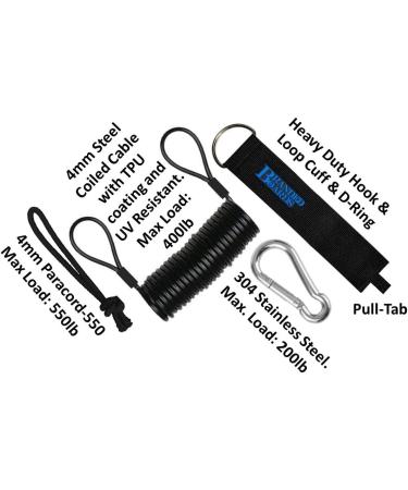 Branded Boards Safety Leash | Heavy Duty Wrist/Ankle Cuff | Carabiner | Paracord Loop | 2-pack for Boogie, Snow, Surf Boards, SUP, Ski Scooters, Snowskates, Sleds, Dog Lanyard - Buy Online on GoSupps.com