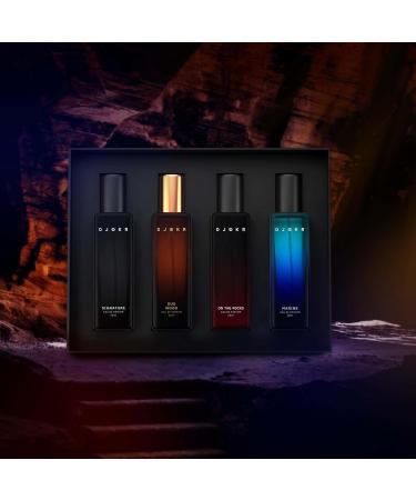 Djokr_Perfume Gift Set for Men Pack of 4x20 ML | Eau De Parfum | Premium Luxury Long Lasting Fragrance Spray | Signature On The Rocks Oud Wood Marine (4x20 ml) - Buy Online on GoSupps.com