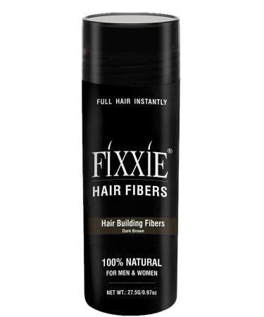 FIXXIE Hair Fibres DARK BROWN for Thinning Hair 27.5g Bottle Hair Fibre Concealer for Hair Loss for Men and Women Naturally Thicker Looking Hair with Keratin Hair Fibers.