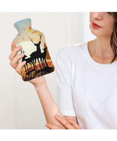 Forest Elk Hot Water Bottle with Plush Cover - Hand Warmer for Adults & Kids | 26.5x15.3cm - International Shipping - Buy Online on GoSupps.com