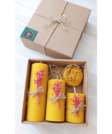 Beeswax Candle Set of 4 Bees Wax Set. Cansle Beeswax Set of Gift