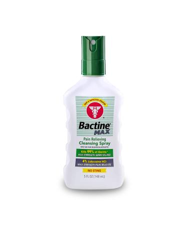 Bactine Max Pain Relieving Antiseptic Spray with Lidocaine, First Aid Pain + Itch Relief, No-Sting, Kills 99% of Germs*, 5oz - Buy Online on GoSupps.com