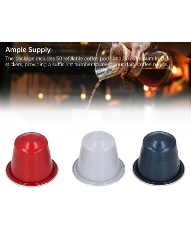  Pssopp 50pcs Reusable Plastic Coffee Capsules Quick Styling Coffee with Aluminium Lids for Coffee Makers - Buy Online on GoSupps.com