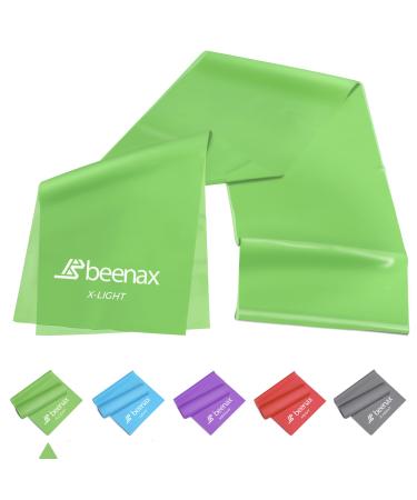 Beenax Resistance Bands - Exercise Bands to Build Muscle Flexibility Strength for Pilates Yoga Rehab Stretching Fitness Gym Physio Strength Training and Workout - Men & Women 1. Green