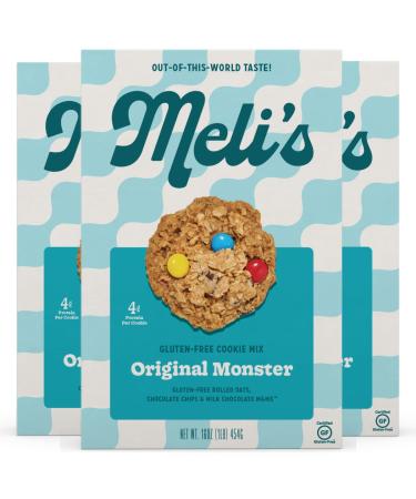 Melis Gluten-Free Cookie Mix, Original Monster, Made with Certified Gluten-Free Rolled Oats, Natural Chocolate Chips, and M&M's, 16 oz Boxes (Pack of 3) Original Monster 1 Pound (Pack of 3)
