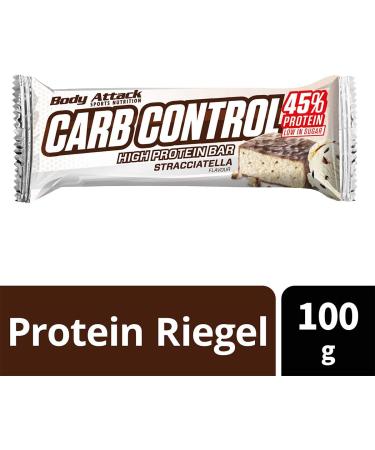 Body Attack Carb Control Protein Bar - Stracciatella (10x100g) | High Protein Low Sugar Snack - Buy Internationally - Buy Online on GoSupps.com