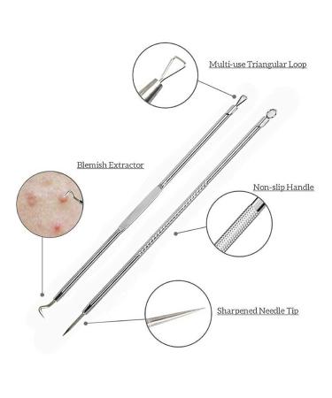 9PCS Blackhead Remover Comedone Extractor Kit with Tweezers and Free Eyebrow Brush - Buy Online on GoSupps.com