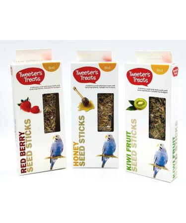 6 PACK MIXED VARIETY TWEETERS BUDGIE HANGING BIRD SEED TREAT STICKS 2PCS 100G 3 FLAVOURS - Buy Online on GoSupps.com