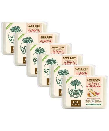 L'Arbre Vert L'arbre vert Pack of 6 Soft Pear-Rhubarb Solid Soap 2 x 100 g