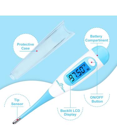 EZ Digital Basal Thermometer with Blue Backlight LCD Display - High Precision & Memory Recall - EBT-100B(Blue) - Buy Online on GoSupps.com
