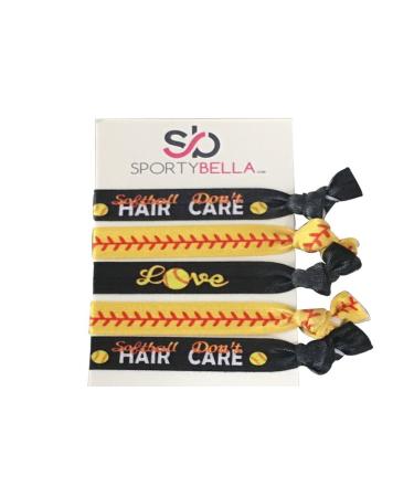 Infinity Collection Softball Hair Accessories  Girls Softball Hair Ties  Perfect Softball Player and Softball Teams Yellow 5 Count (Pack of 1)