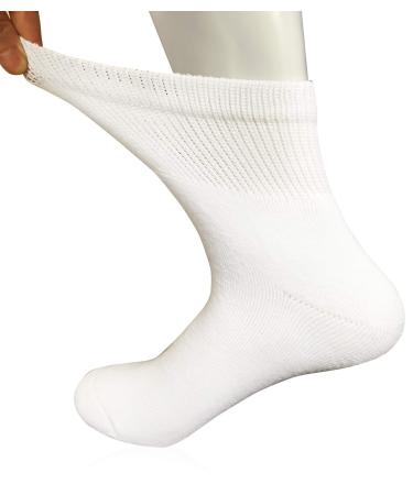 Women Diabetic Ankle Quarter Socks Extra Wide Non-Binding Top Moisture Wicking for Diabetes Swollen Edema Neuropathy Circulatory Feet 4 Pairs White-4 Pairs One Size