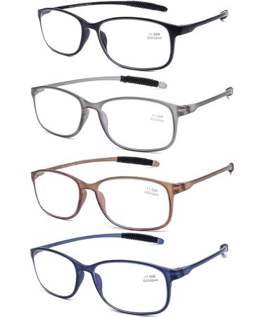 Blue Light Blocking Computer Reading Glasses | Flexible TR90 Frames | Anti Glare for Men & Women | Lightweight & Comfortable | +2.0 | 4 Pack - Buy Online on GoSupps.com
