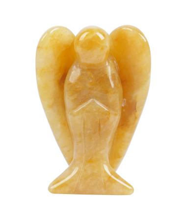 Lovionus89 Natural Yellow Jade Angel Statue Hand Carved Stone Healing Crystal Pocket Figurines Decoration 5 cm 50 mm Yellow Jade