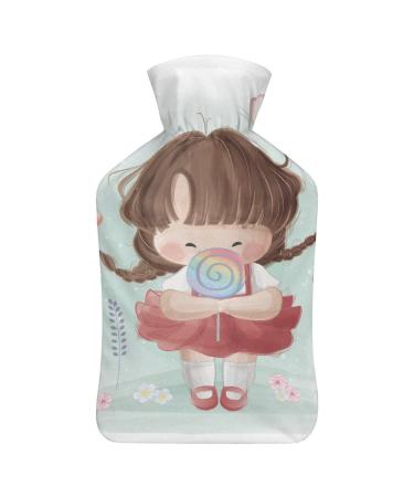 Cute Little Girl Hot Water Bottle With Cover Plush Bed Bottle Hand Warmer For Adults And Children 26.5X15.3cm