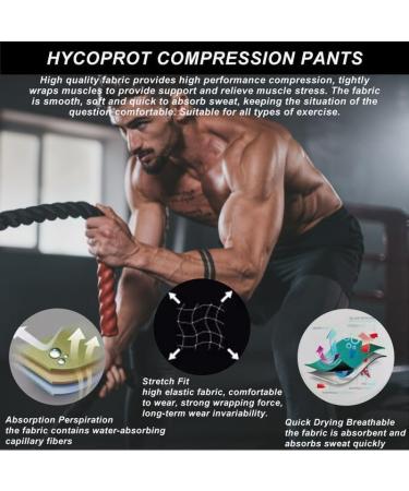 Hycoprot Men's Compression Pants - Fast-Drying Running Leggings | Breathable Sports Tights for Basketball & Fitness | Black XL - Buy Online on GoSupps.com