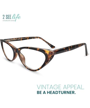 Tortoise Retro Cat Eye Reading Glasses for Women - Stylish & Comfortable 1.0x Solid Readers for All Face Shapes - Buy Online on GoSupps.com
