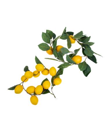 Zerodeko 4 Pcs Simulation Lemon Rattan Garland Decor Plant Flower Embellishments Front Door Wreath Wedding Supplies Artificial Flower Spring Front Door Adornment Summer Plastic Green Leaves Yellowx2pcs 100x13cmx2pcs
