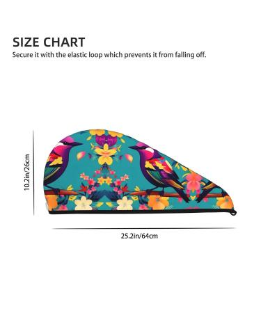 Colorful Flowers Bird SamLng Coral Velvet Dry Hair Cap - Ideal for Home Travel Pool Parties & Beaches - Buy Online on GoSupps.com