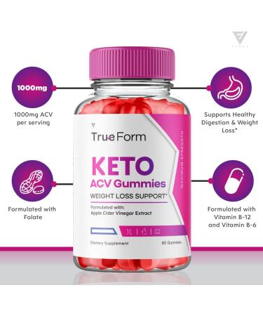 True Form Keto ACV Gummies for Advanced Weight Loss with Vitamin B12 - 60 Count Pack | Apple Cider Vinegar Gomitas Keto Shark Tank Approved - Buy Online on GoSupps.com