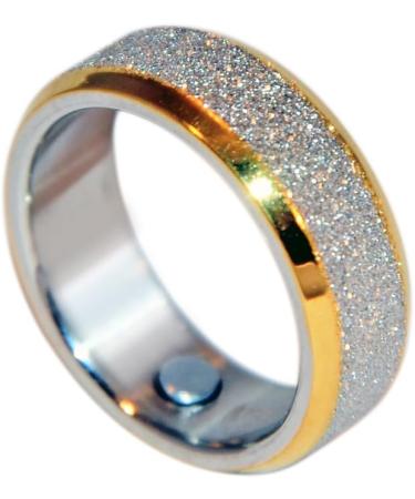 Energetix-4you Bicolor Magnetic Ring 106 | Diamond Dust Silver & Gold Partner Engagement & Wedding Ring | Sizes 16-22 | International Shipping Available - Buy Online on GoSupps.com