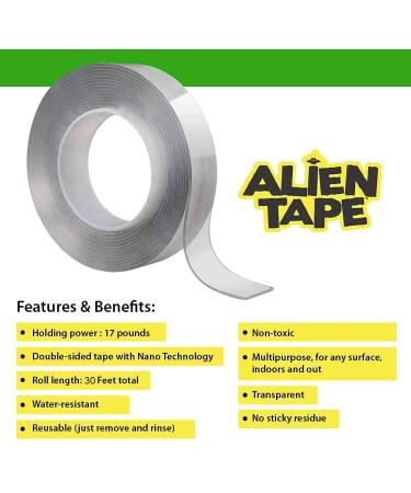 Alientape 4 Rolls Nano Double-Sided Tape  Multipurpose Removable Adhesive Transparent Grips - Washable Strong Sticky Heavy Duty for Carpet Photo Frame Poster Decor As Seen On TV - Buy Online on GoSupps.com