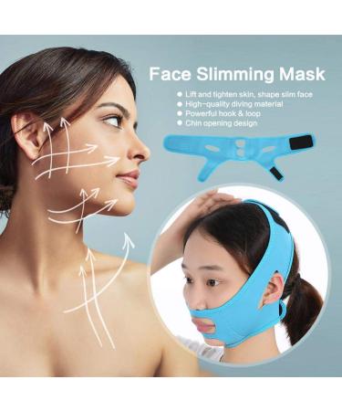 Face Lifting Slimming Belt for Women | Double Chin Reducer & V-Line Cheek Lift | Anti-Fold Skin Tightening Mask (Blue) - Buy Online on GoSupps.com