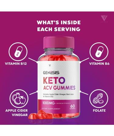 Genesis Keto ACV Gummies - Advanced Weight Loss Supplement with Apple Cider Vinegar for Belly Fat - 60 Gummies - Buy Online on GoSupps.com