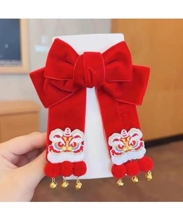 AFBORD Faux Pearl Hair Barrette Double-layeded Bow Clip Women's Exquisite Double-layered Butterfly Bell Star Decor Red Festive New Year Christmas Style E - Buy Online on GoSupps.com