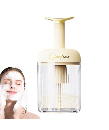 Cleanser Foamer Transparent Manual Facial Cleanser Foamer Type Rotating Foam Maker - Detachable Facial Cleansing Tools for Travel Household Fine Foam Deep Cleansing Light Yellow