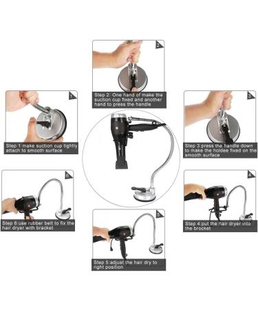 Hair Dryer Stand Holder - Stainless 360 Rotating Suction Holder for Glass Surfaces | Hands-Free Blow Dryer Stand - Buy Online on GoSupps.com