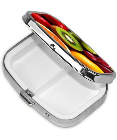 Fresh Fruit Printed Square Pill Box | Portable Travel Medicine Organizer - Shop Now - Buy Online on GoSupps.com