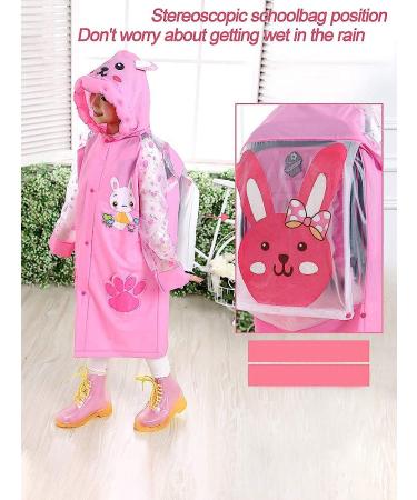 QTECLOR Kids Raincoat Jacket - Cartoon Rain Poncho for Ages 6-13 with School Bag Cover - Buy Online on GoSupps.com