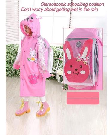 QTECLOR Kids Raincoat Jacket Age 6-13 | Cartoon Rain Poncho with School Bag Cover - Buy Online on GoSupps.com