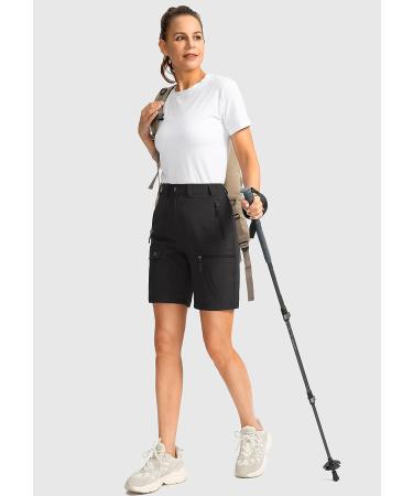 Women's Quick Dry Lightweight Hiking Cargo Shorts - Black, Size Large | Zipper Pockets for Golf, Walking & Casual Wear - Buy Online on GoSupps.com