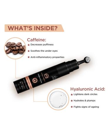 The Man Company Under Eye Gel with Cooling Massage Roller - 15gm | Dark Circles, Fine Lines, Puffy Eyes | Caffeine & Hyaluronic Acid - Buy Online on GoSupps.com