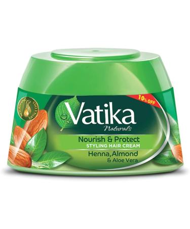 Vatika Naturals Nourish & Protect Styling Hair Cream | Henna Almond & Aloe Vera with Nourishing Vatika Oils - 140 ml / 4.9 oz (Henna)